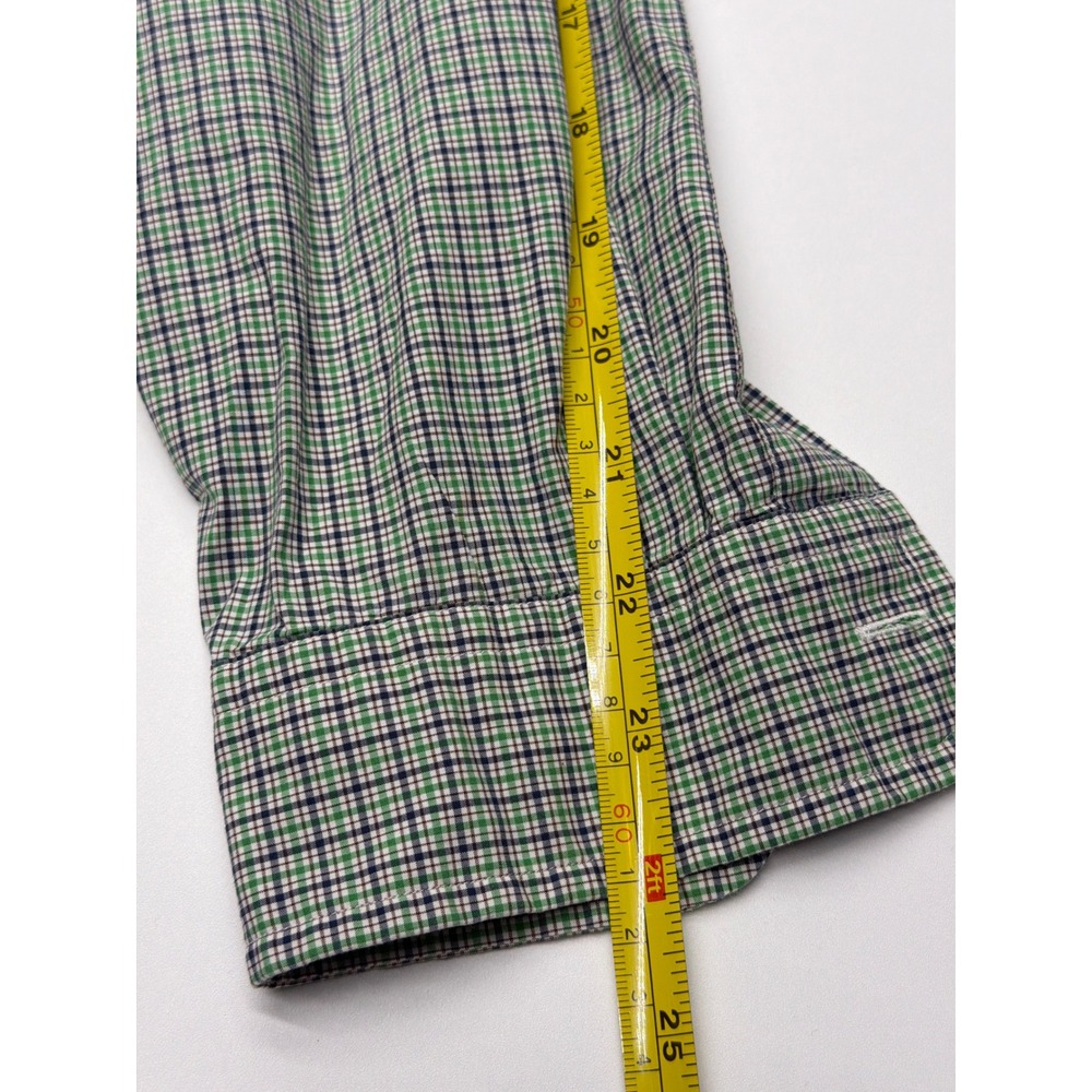 Ralph Lauren Mens Green Navy Micro Check Button Down Shirt Medium Long Sleeve - Picture 6 of 8